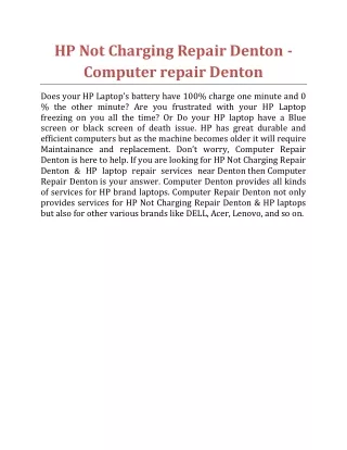 HP Not Charging Repair Denton