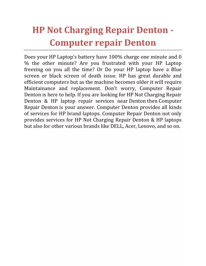 hp not charging repair denton computer repair