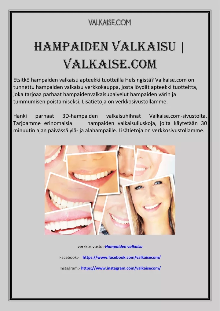 hampaiden valkaisu valkaise com