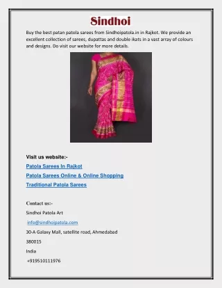 Patola Sarees in Rajkot | Sindhoipatola.in