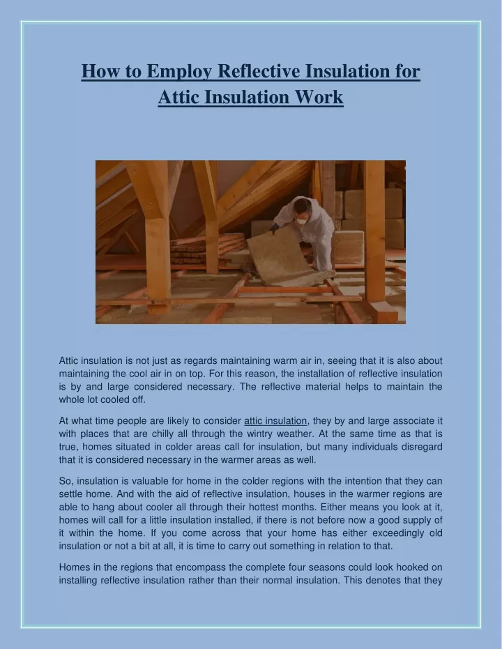 how to employ reflective insulation for attic