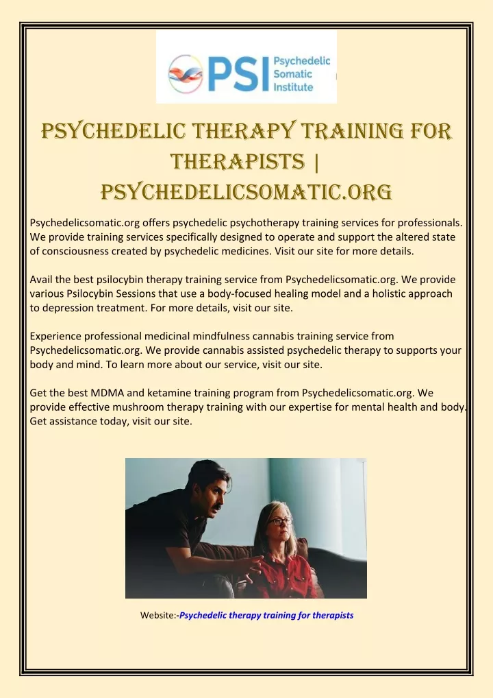 psychedelic therapy training for therapists