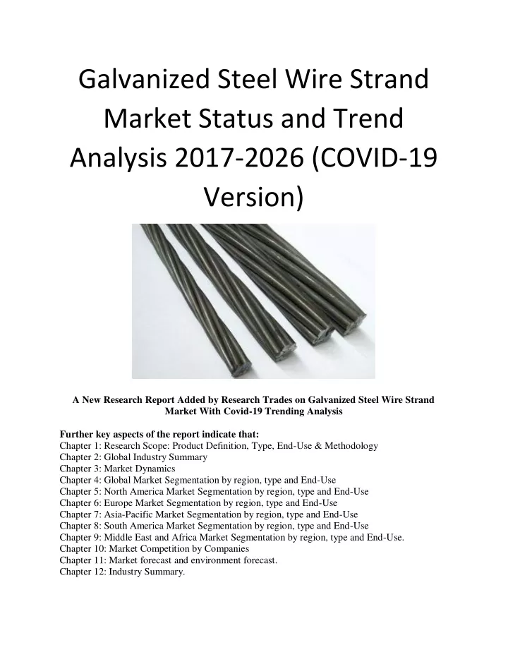 galvanized steel wire strand market status