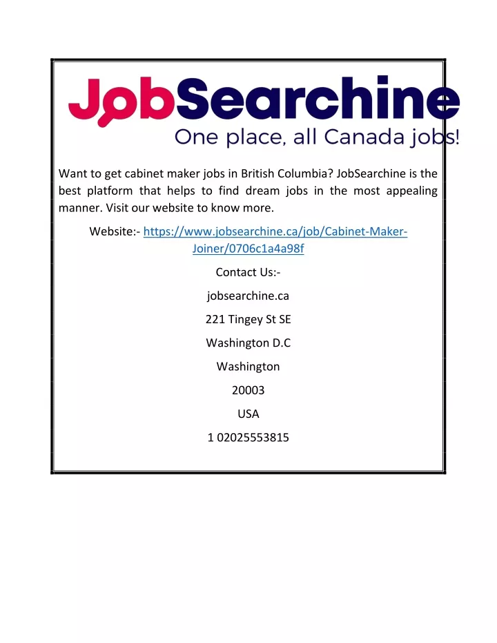 want to get cabinet maker jobs in british