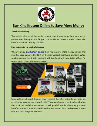 Buy King Kratom Online -Master Distro