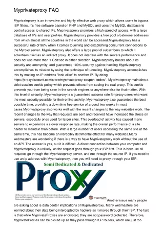 Myprivateproxy FAQ