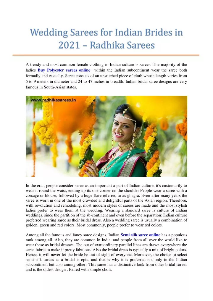 wedding sarees for indian brides in 2021 radhika