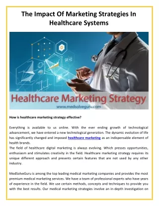 the impact of marketing strategies in healthcare