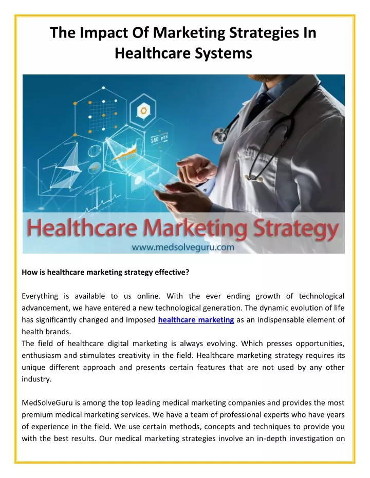 the impact of marketing strategies in healthcare