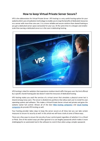 how to keep virtual private server secure