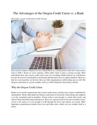the advantages of the oregon credit union
