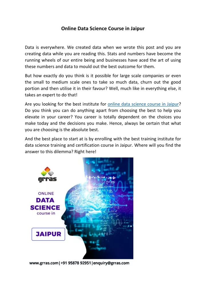 online data science course in jaipur