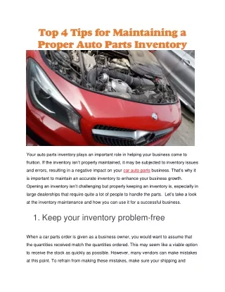 top 4 tips for maintaining a proper auto parts
