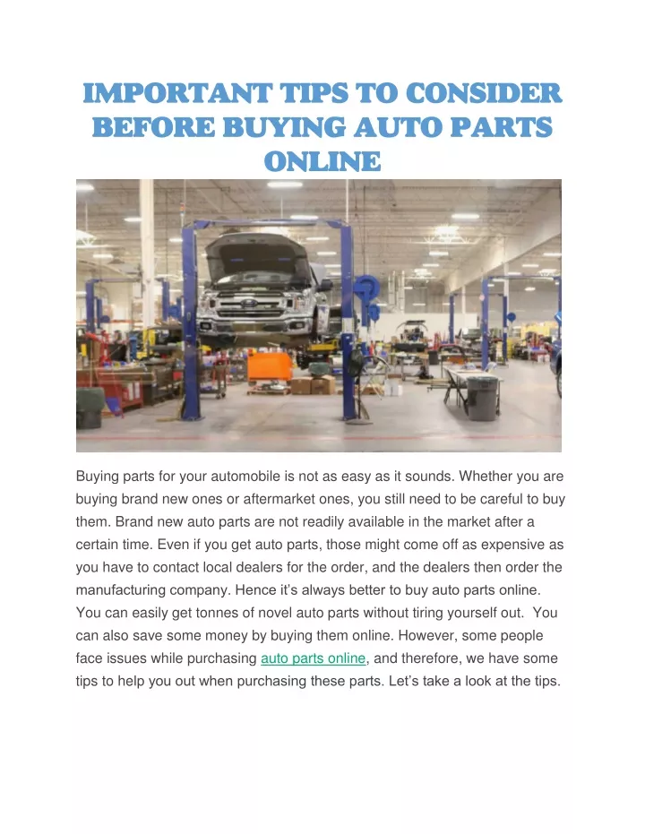 important tips to consider before buying auto