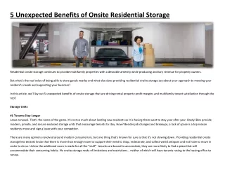 5 Unexpected Benefits of Onsite Residential Storage