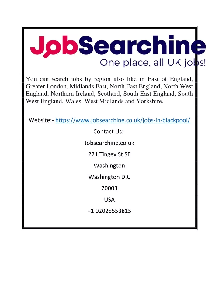you can search jobs by region also like in east