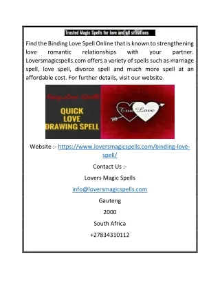 Binding Love Spell Online | Loversmagicspells.com