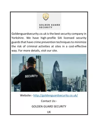 Best Security Services Company Yorkshire | Goldenguardsecurity.co.uk