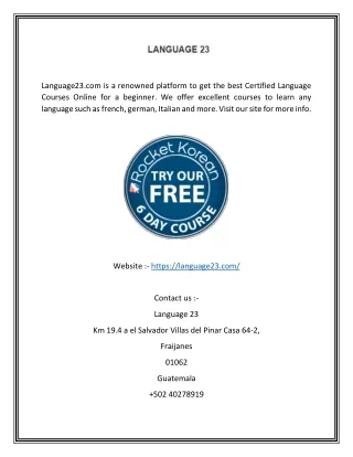 Certified Language Courses Online for Beginner | Language23.com