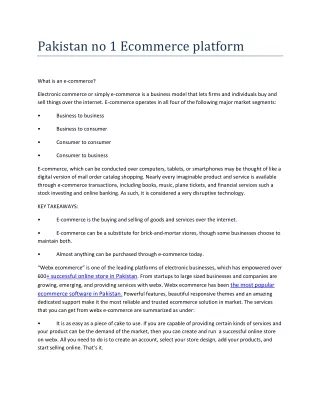 Pakistan no 1 Ecommerce platform