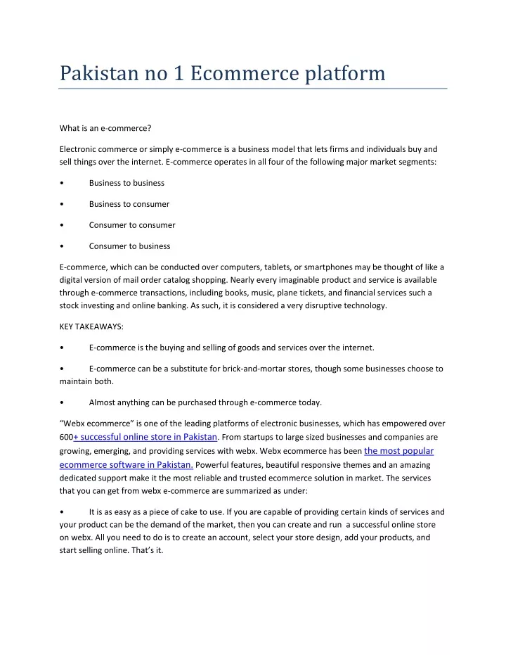 pakistan no 1 ecommerce platform