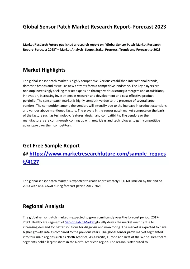 global sensor patch market research report