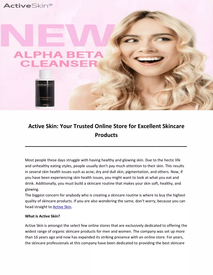 active skin your trusted online store