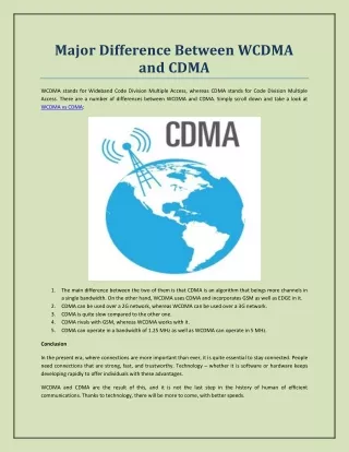 major difference between wcdma and cdma
