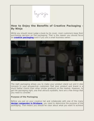how to enjoy the benefits of creative packaging