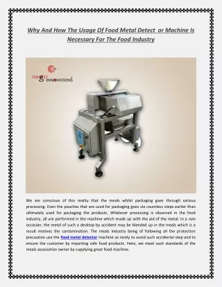 why and how the usage of food metal detect