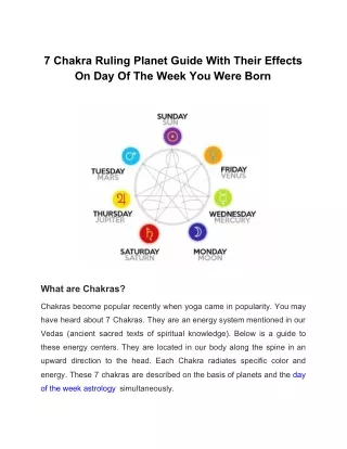 7 Chakra Ruling Planet Guide With Their Effects   On Day Of The Week You Were Born