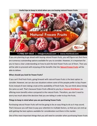 Useful tips to keep in mind when you are buying natural frozen fruits