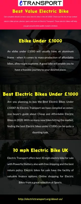 Few of the best ebike under £1000 in the UK | Electric Transport