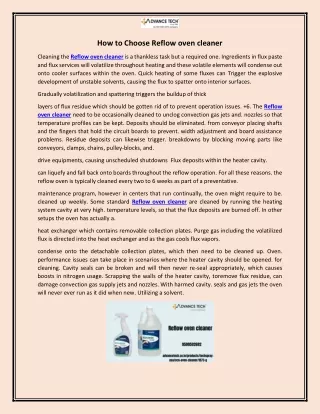 how to choose reflow oven cleaner