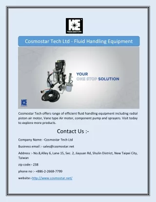 cosmostar tech ltd fluid handling equipment