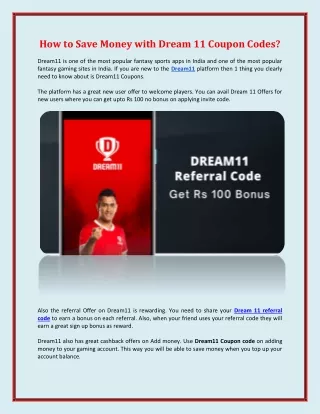 How to Save Money with Dream 11 Coupon Codes?