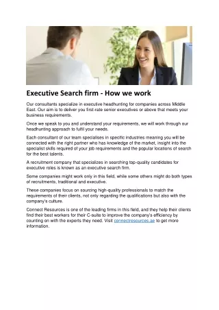 Executive Search firm - How we work