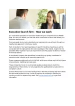 Executive Search firm - How we work - slide 1