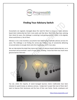 Finding Your Advisory Switch