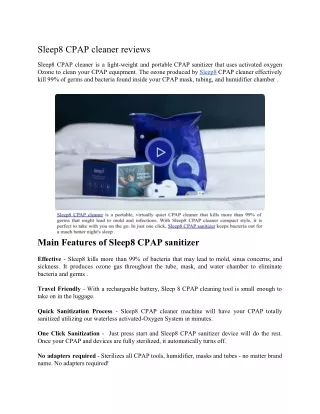 Sleep8 CPAP cleaner reviews