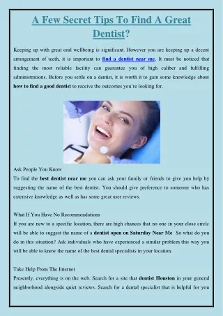 a few secret tips to find a great dentist