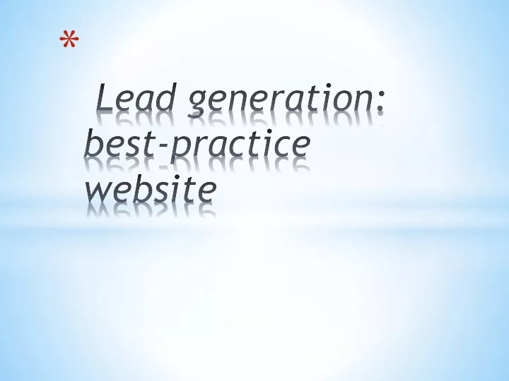lead generation best practice website