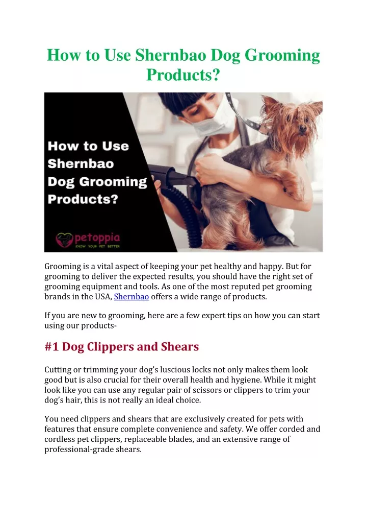 how to use shernbao dog grooming products