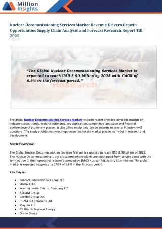 nuclear decommissioning services market revenue