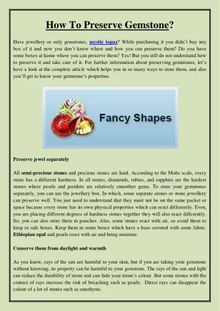 how to preserve gemstone