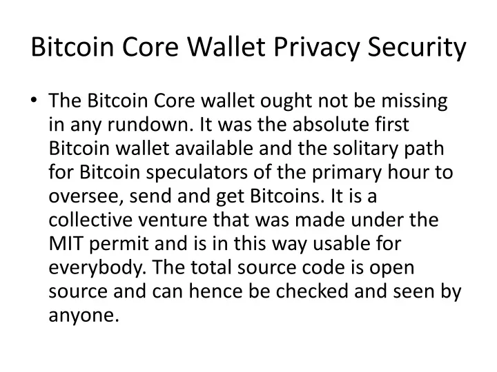 bitcoin core wallet privacy security