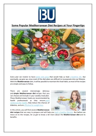 some popular mediterranean diet recipes at your