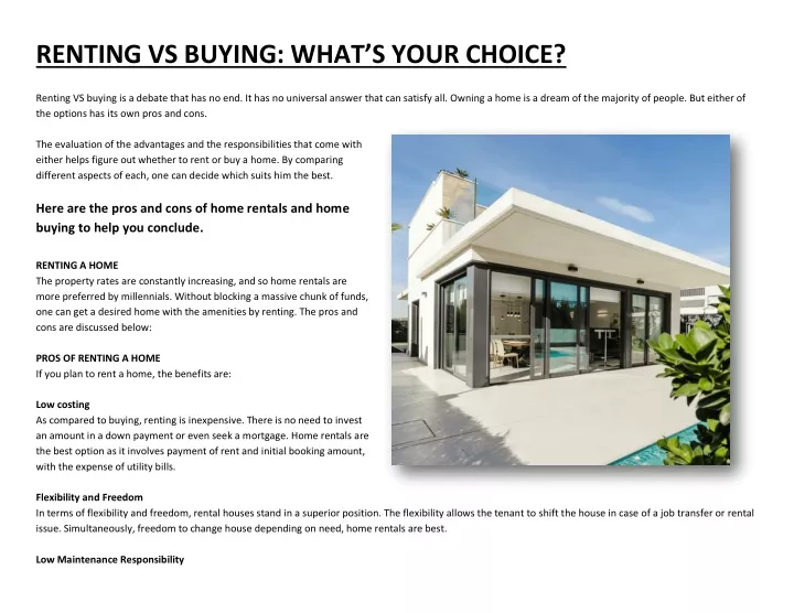 renting vs buying what s your choice