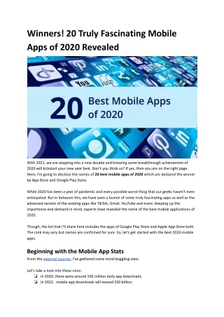 winners 20 truly fascinating mobile apps of 2020