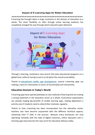 impact of e learning apps for better education